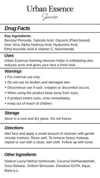 Urban Essence Advanced Clear Skin Face Wash - 10% Niacinamide, Salicylic Acid, Hyaluronic Acid, AHA | Acne-Fighting Formula for Blemish-Free, Hydrated, and Radiant Complexion - 100ml
