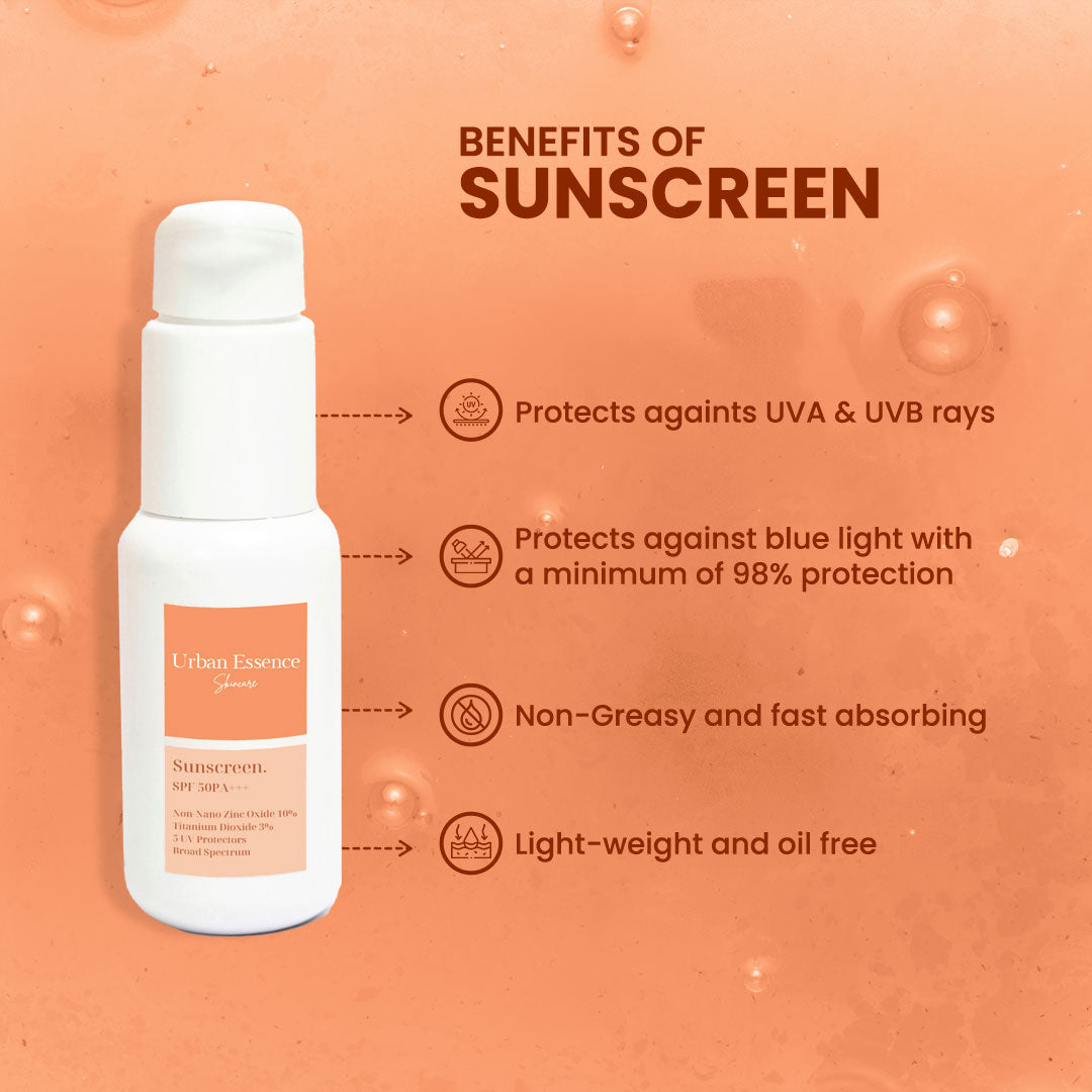 Urban Essence All Physical Sunscreen | SPF 50 PA+++ | Broad Spectrum | 10% Non-Nano Zinc Oxide | 3% Titanium Dioxide - 50ml